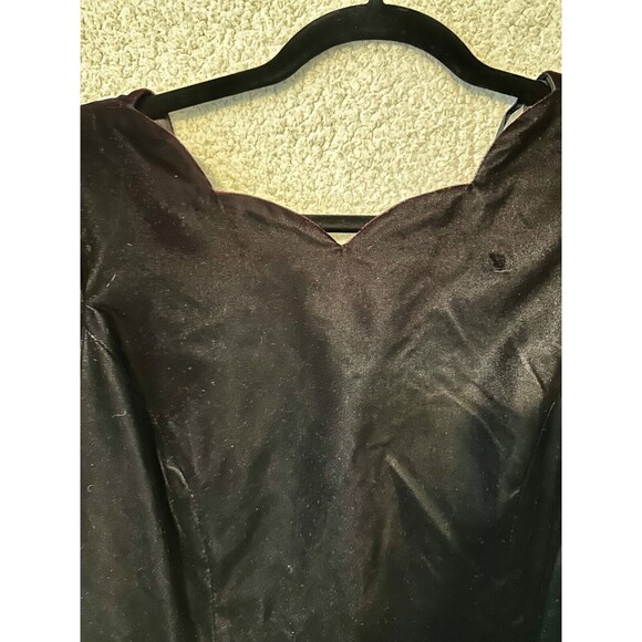 VTG Santa Fe Dark‎ Purple Velvet Sleeveless Dress Size 4 Scolloped Neckline - Picture 4 of 15